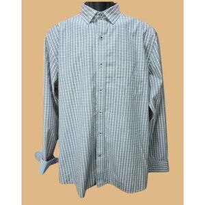 Johnston & Murphy Mens Plaid Button-Down Shirt Large - Contrast Cuffs